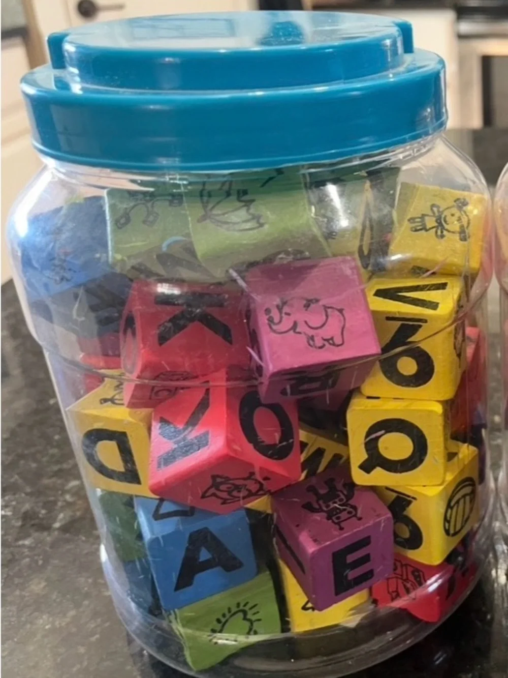 Wooden Block Set - Multicolor Alphabet Blocks (50 pcs)